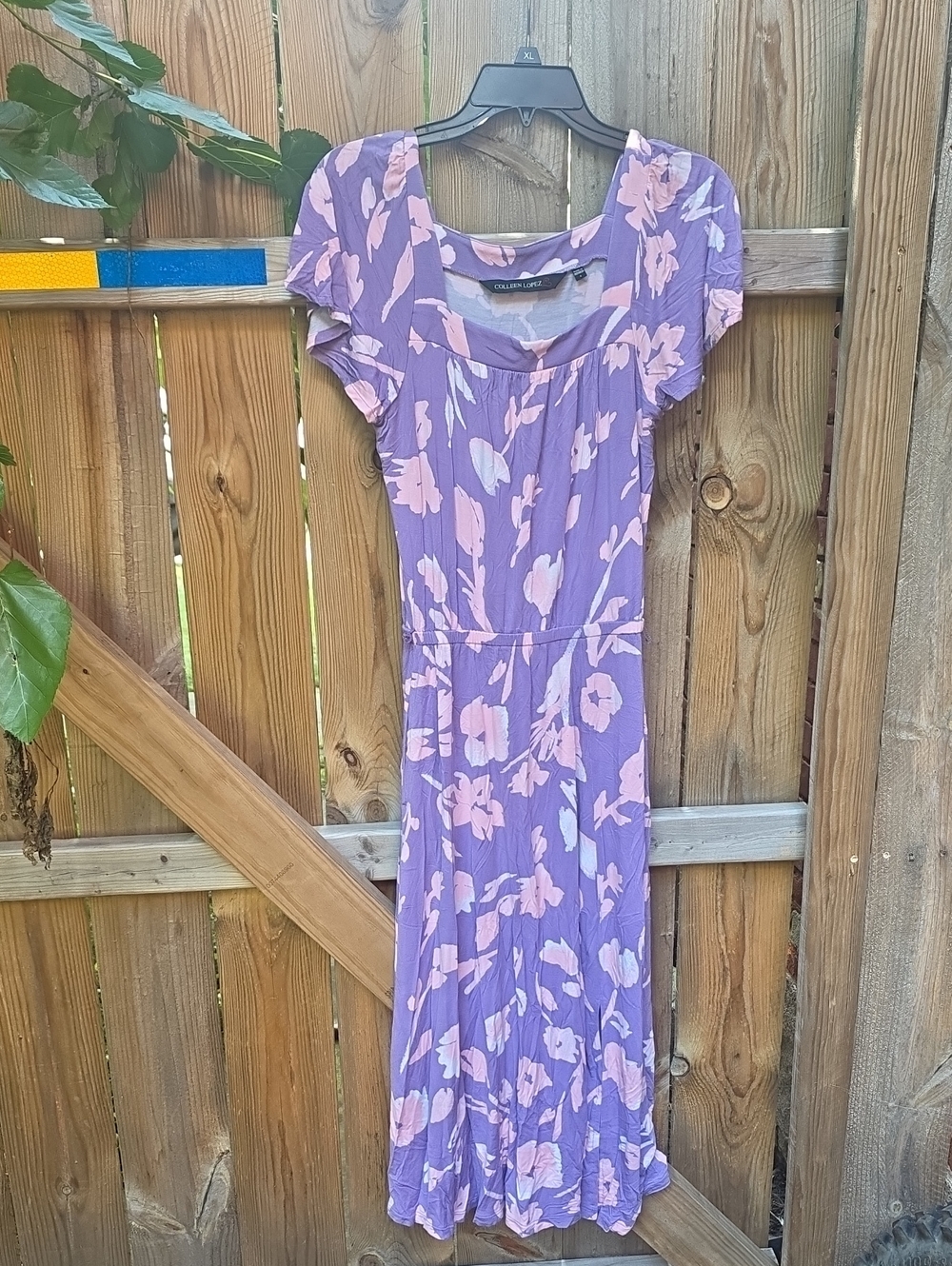 Colleen Lopez Lavender Midi Dress with Pink Floral Print